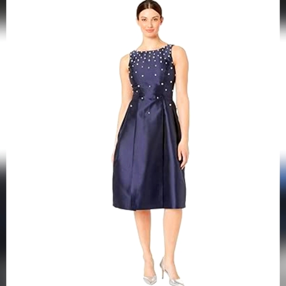 NWT Tahari ASL Navy Cocktail dress. Size 14, Navy - Picture 1 of 8
